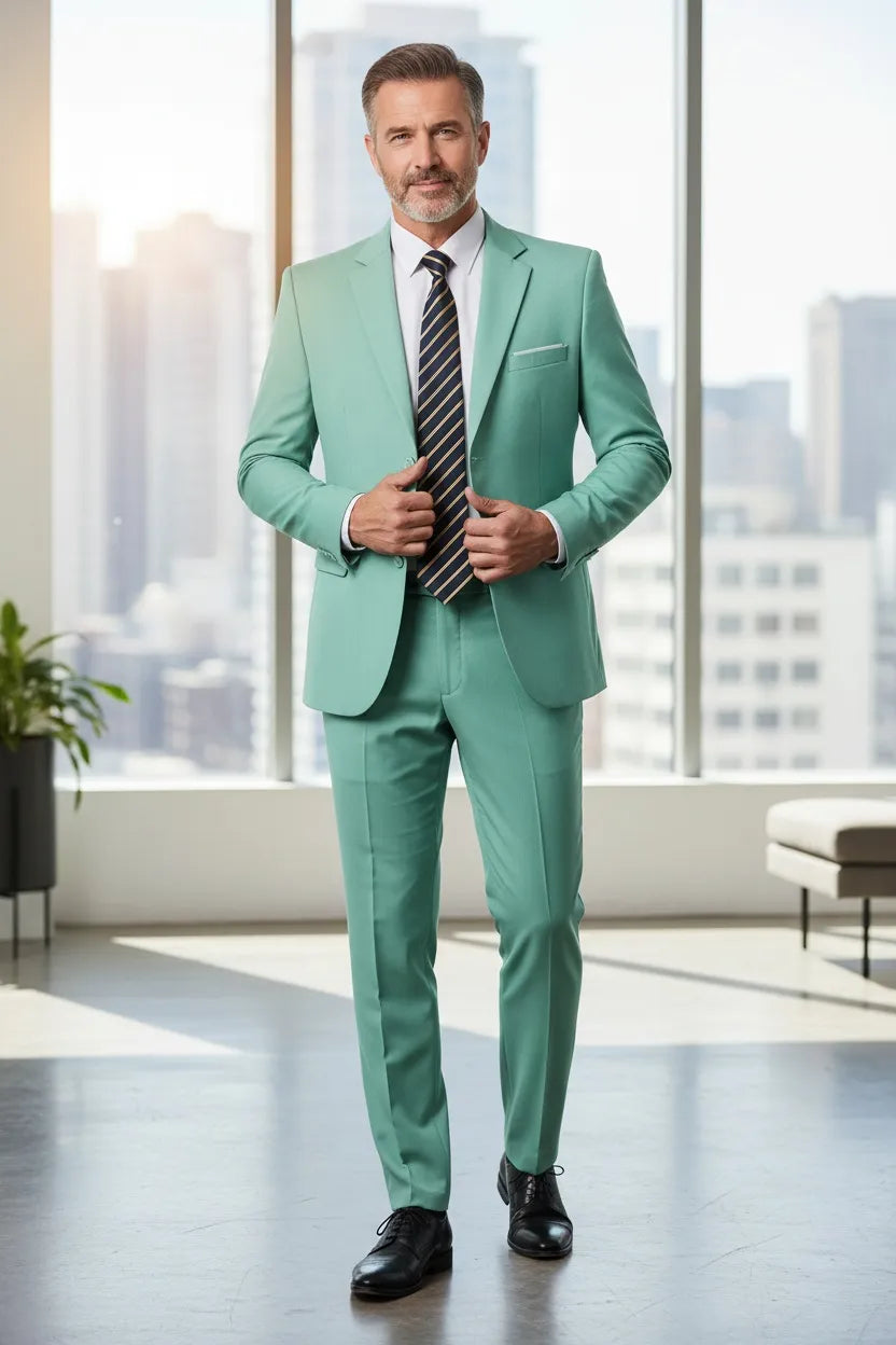 Men's Office Style Two Button 2 Piece Suit