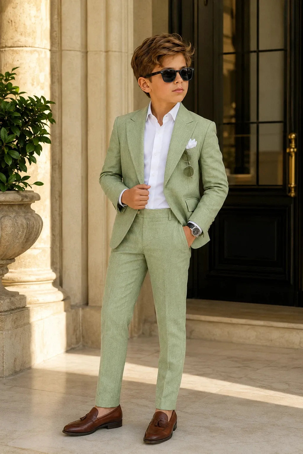 Boys Classic Summer Linen 2 Piece Suit