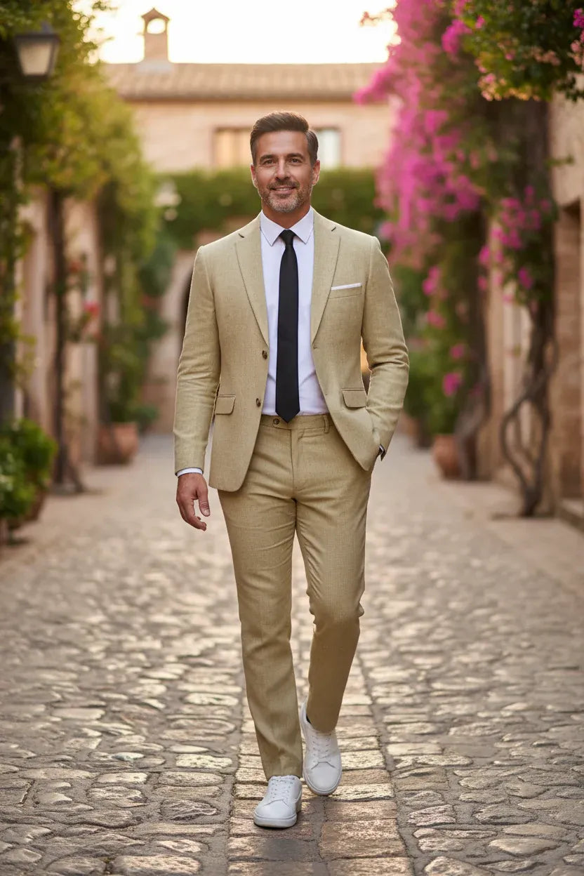 Men's Breathable Linen 2 Piece Suit