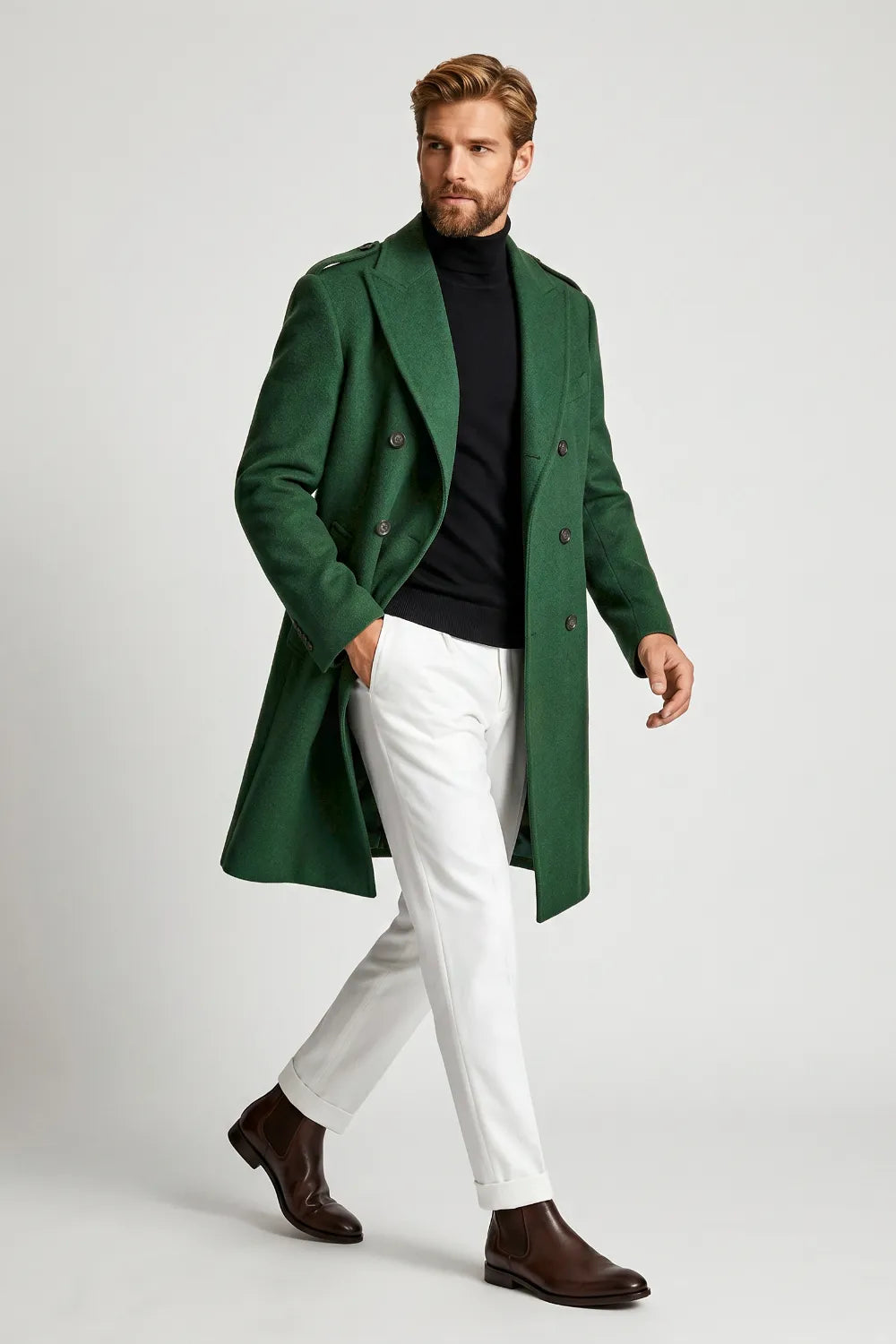 Men's Elegant Double-Breasted Winter Dress Coat