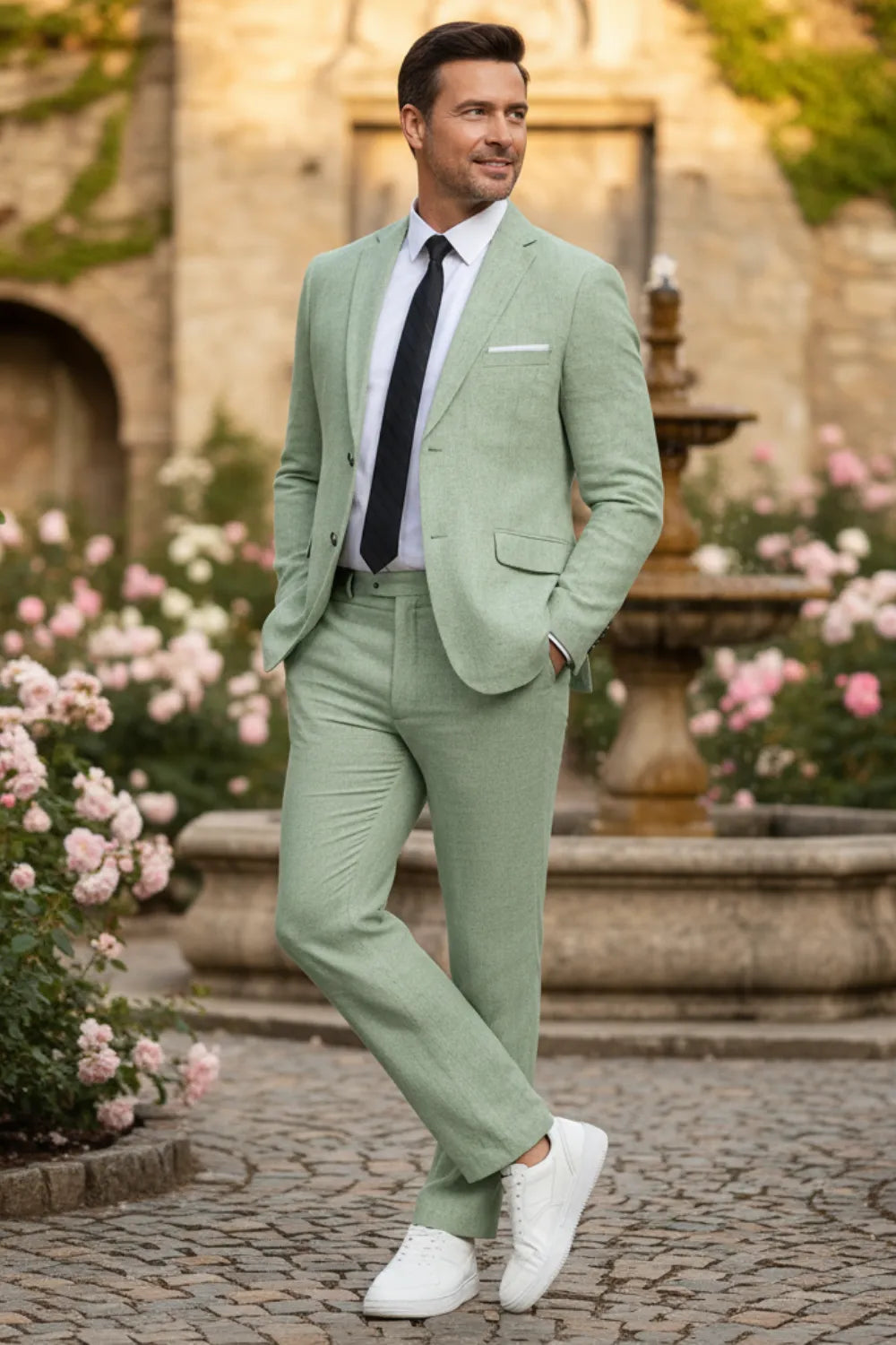 Men's Breathable Linen 2 Piece Suit