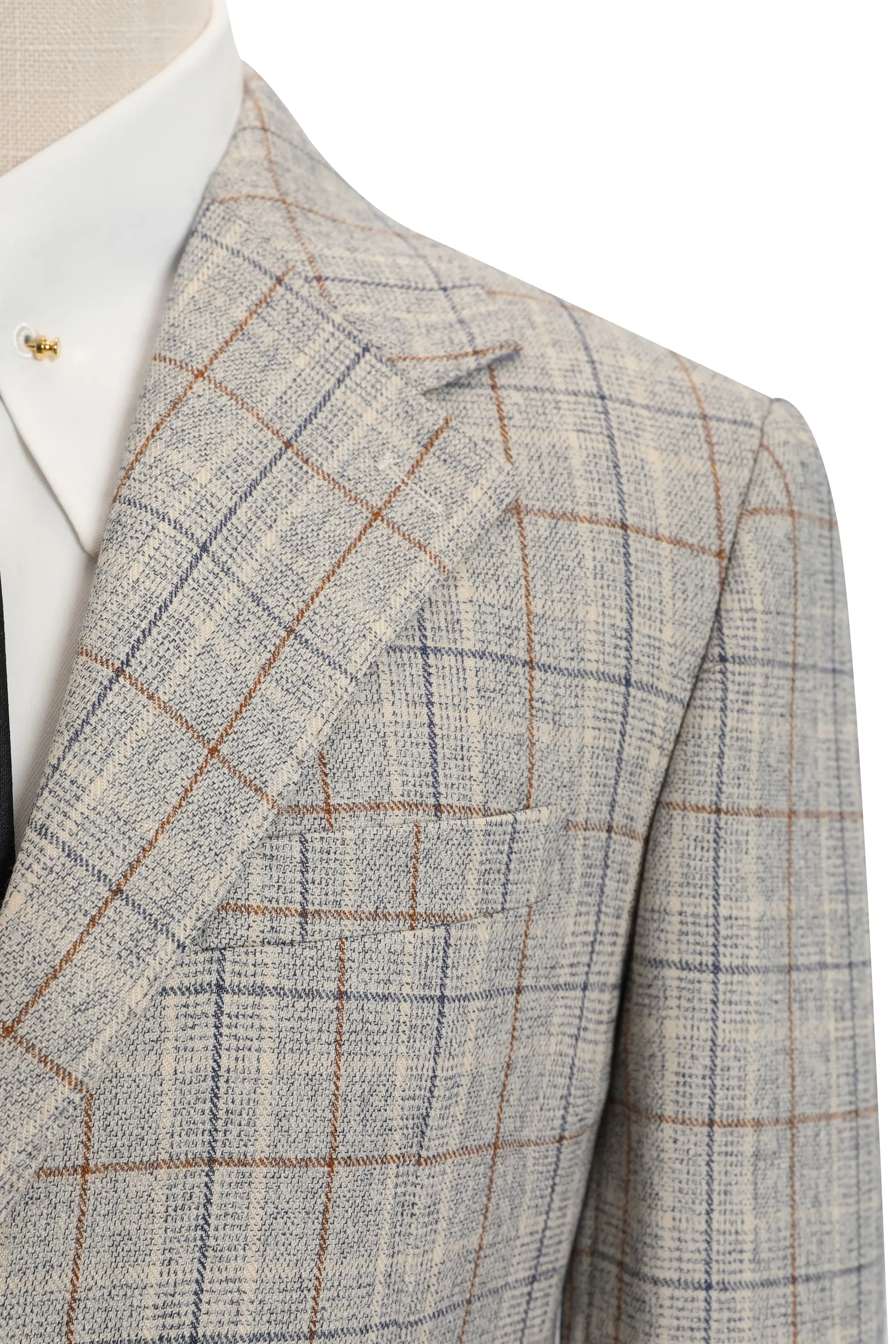 Men's Light Grey Plaid 2 Piece Suits
