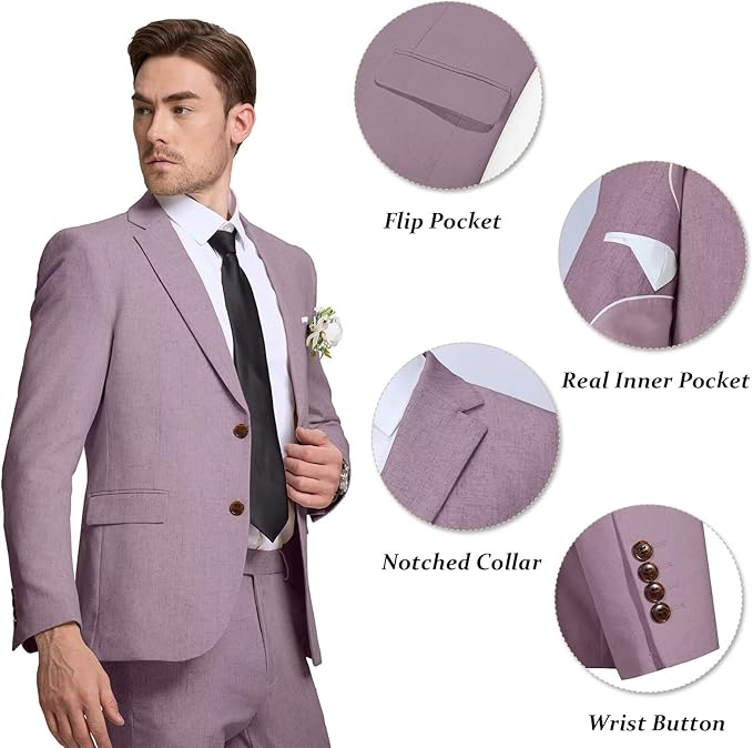 Men's Linen Casual 2 Piece Linen Suit
