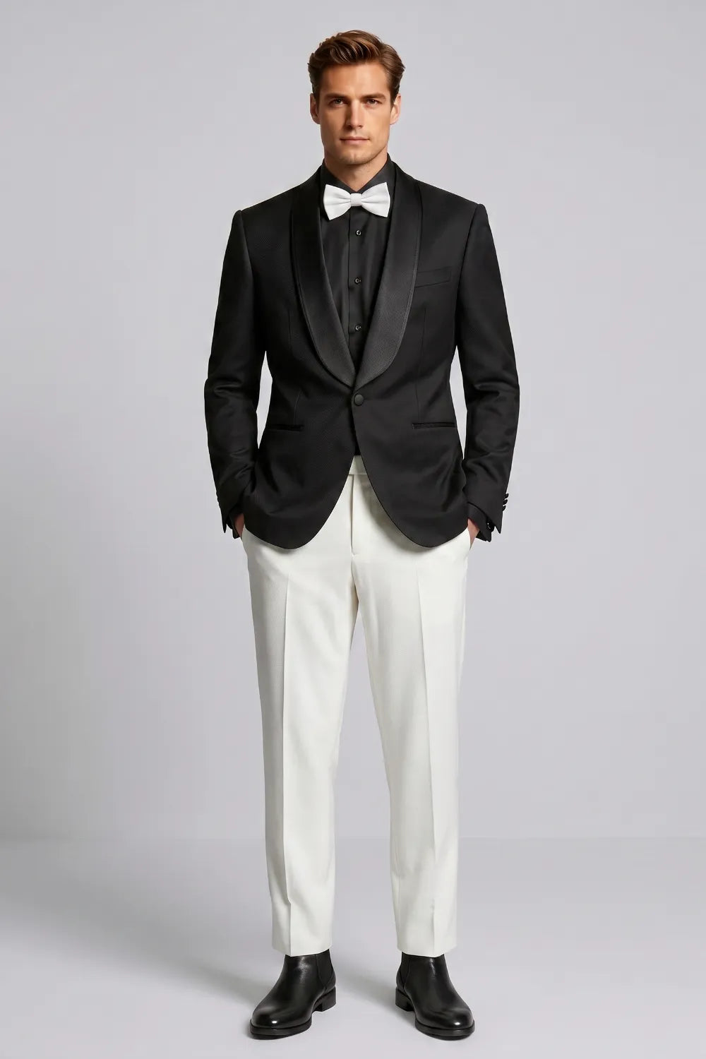 Men's Black Shawl Lapel Tuxedo 2-Piece Suit