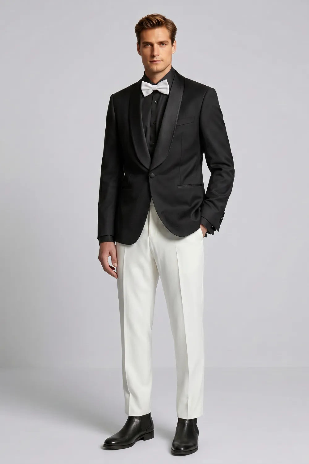 Men's Black Shawl Lapel Tuxedo 2-Piece Suit