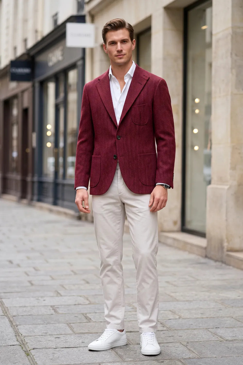 Men's Herringbone Smart Casual 2 Piece Suit