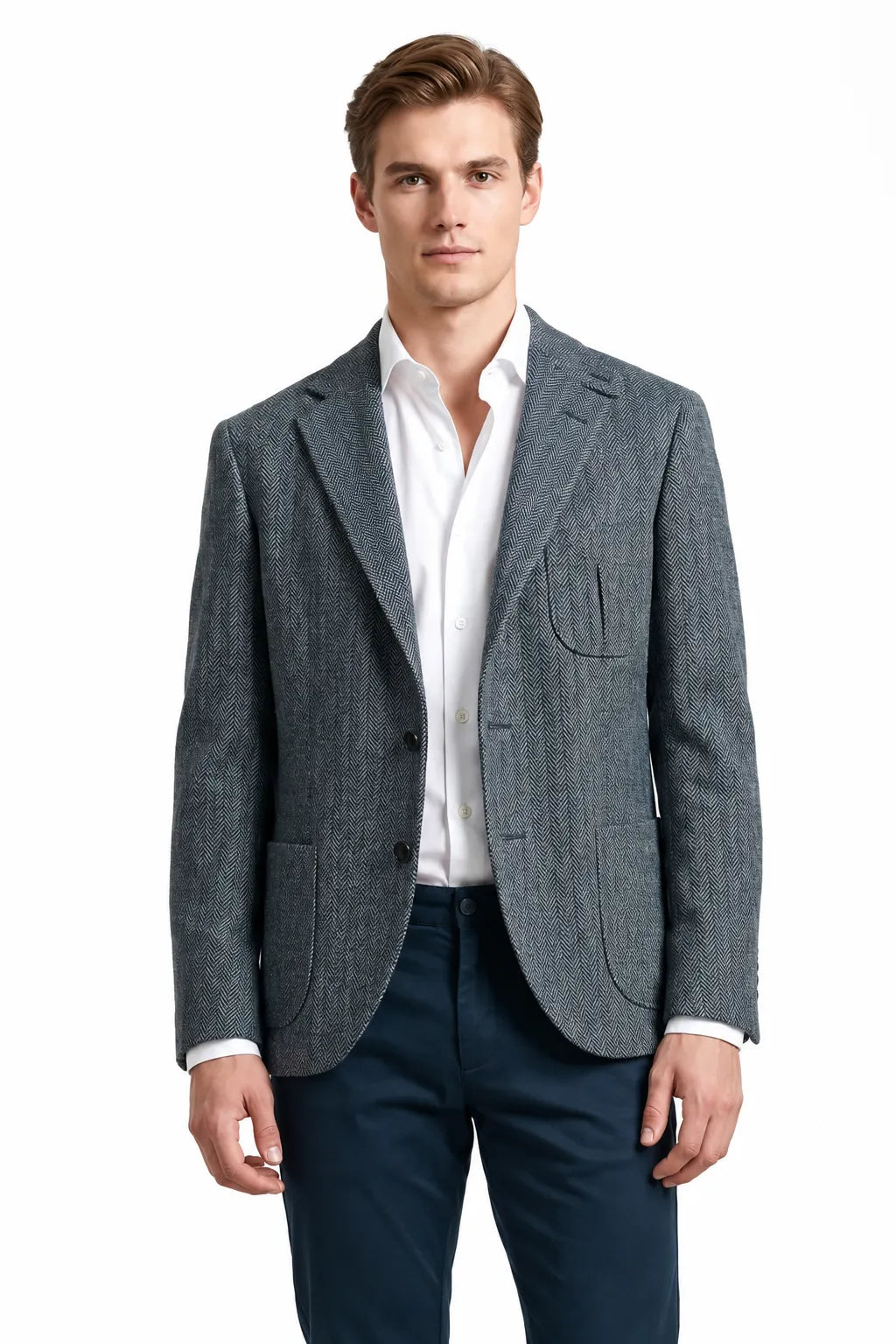 Men's Herringbone Smart Casual 2 Piece Suit