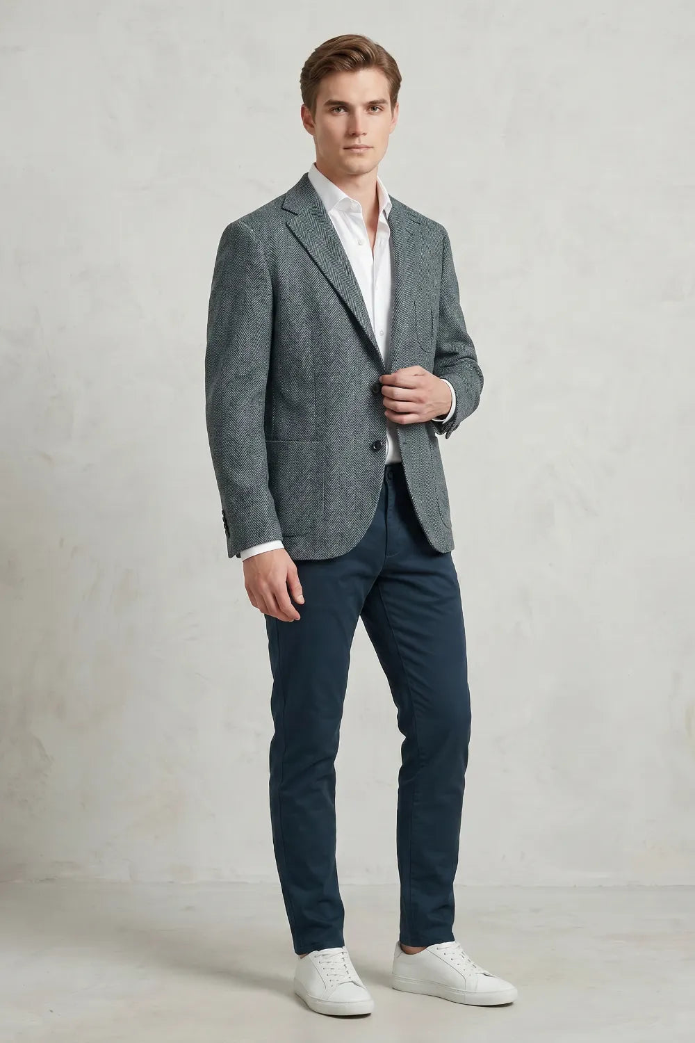 Men's Herringbone Smart Casual 2 Piece Suit