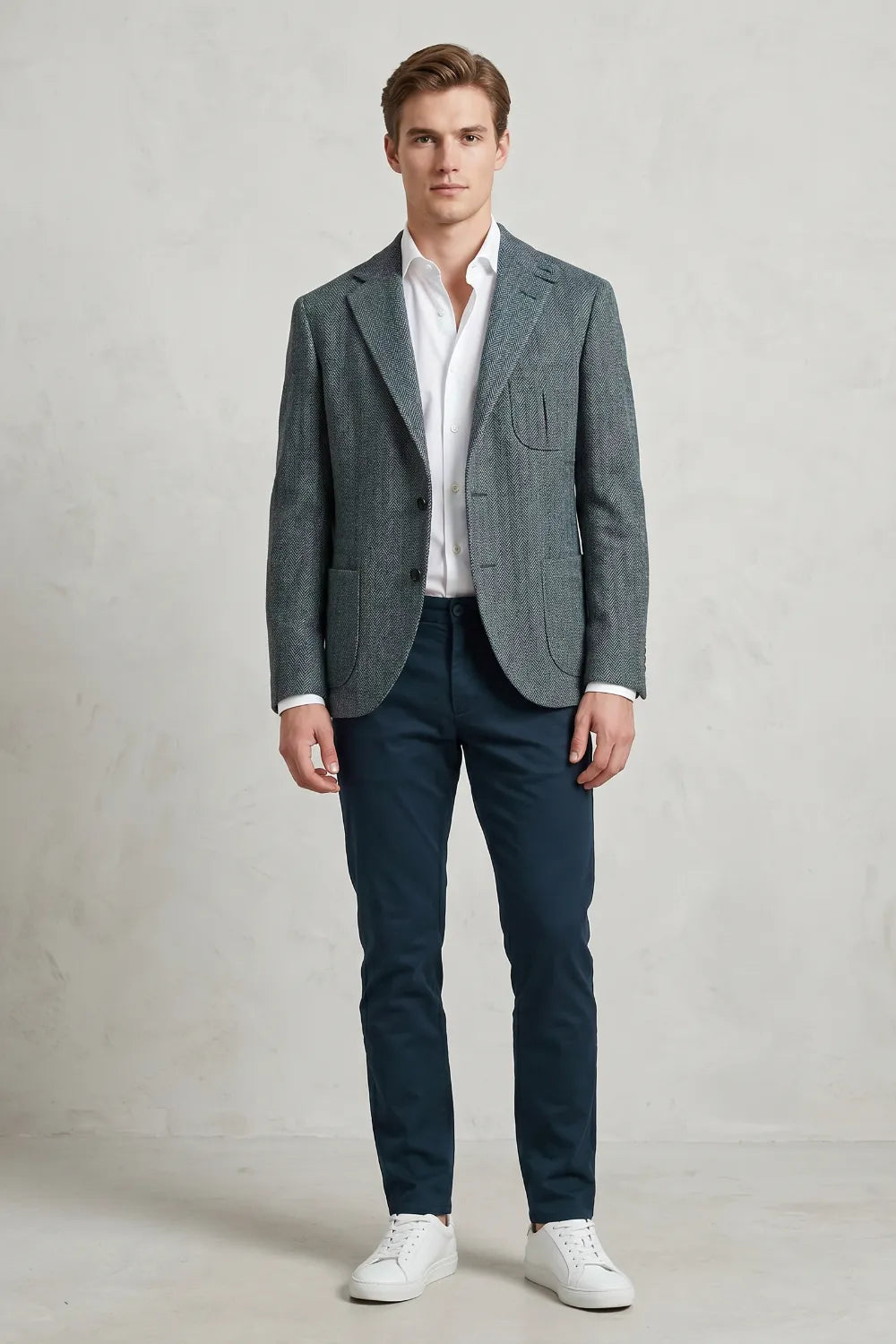 Men's Herringbone Smart Casual 2 Piece Suit