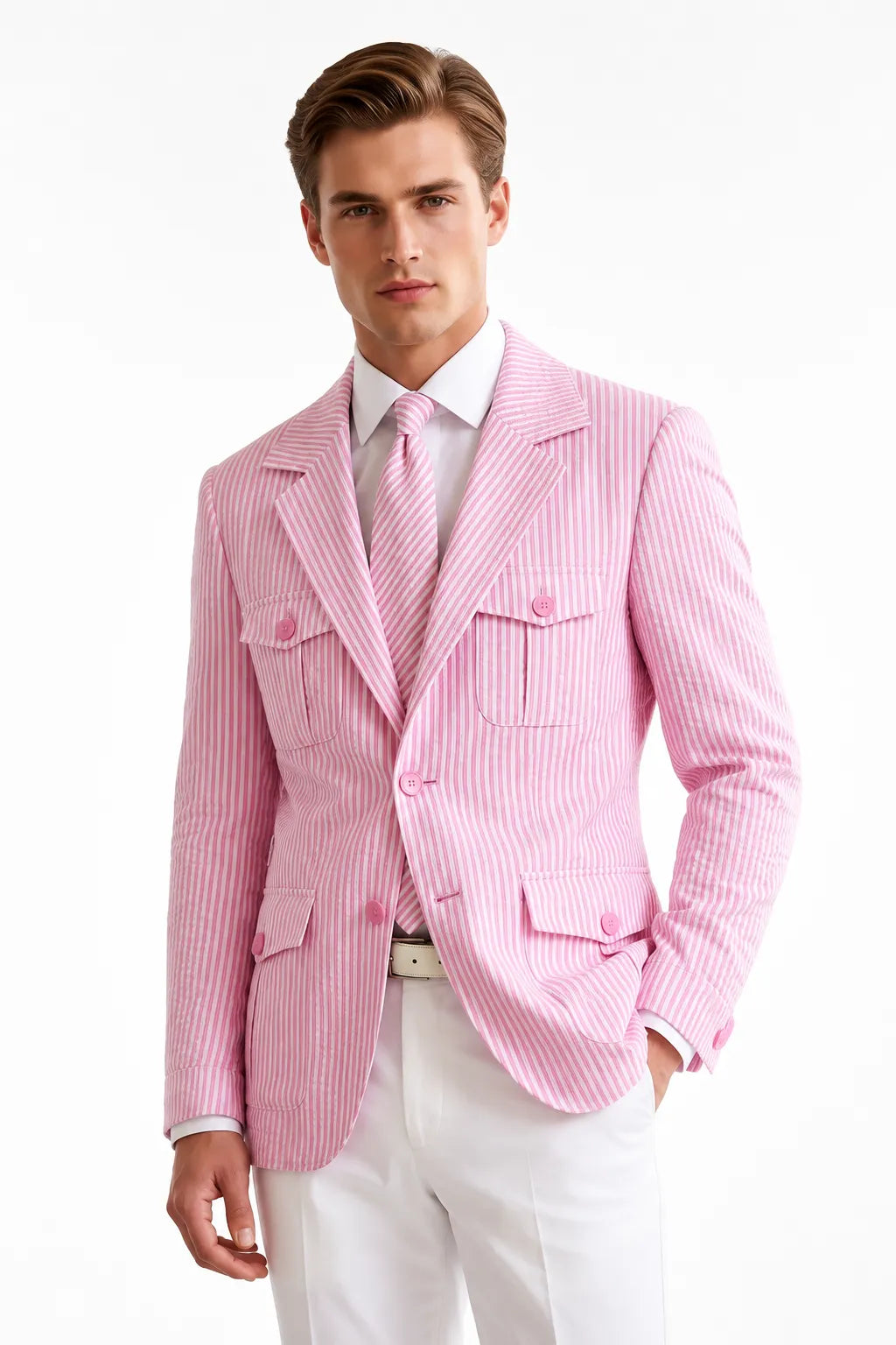Men's Trend Seersucker 2 Piece Suit