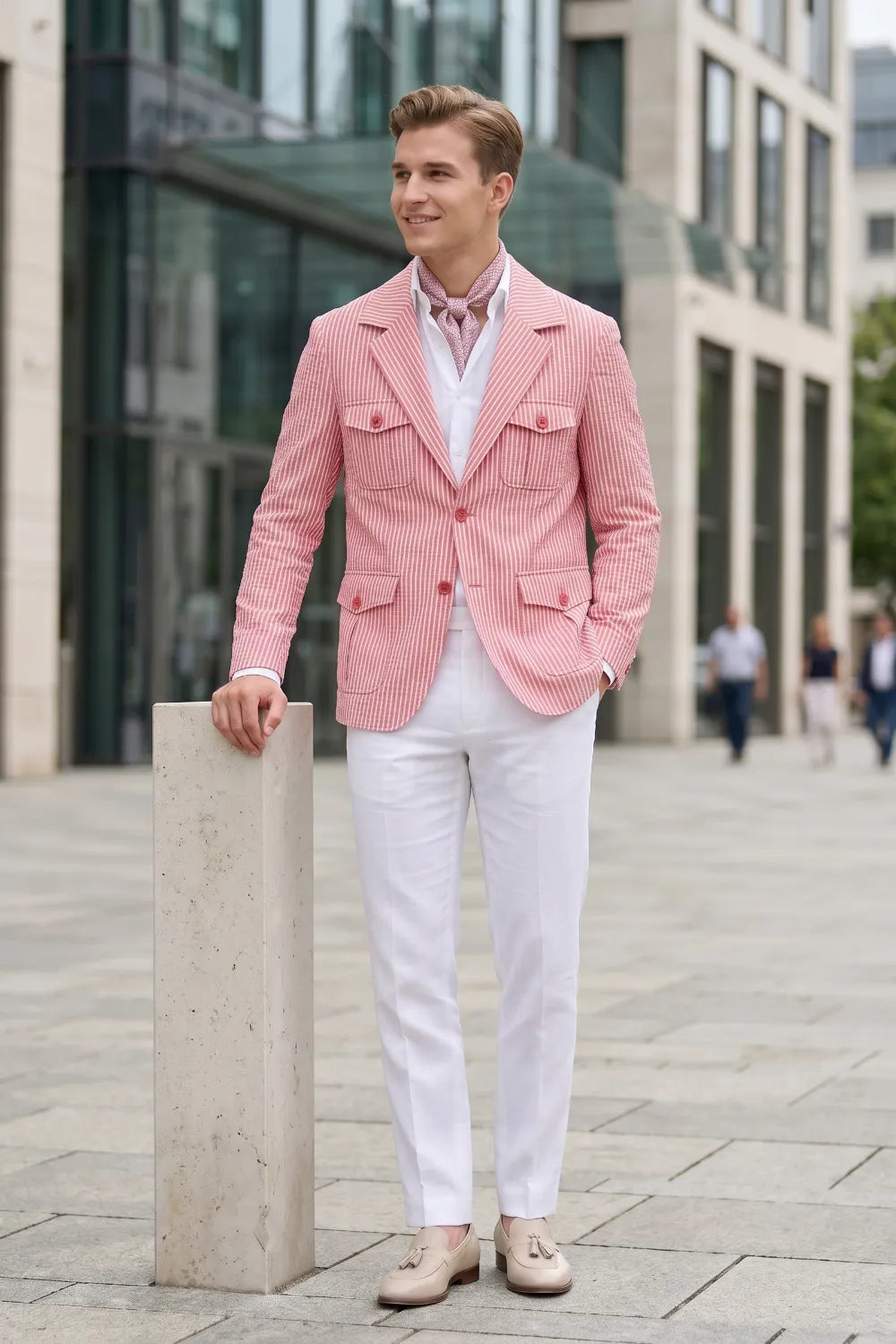 Men's Lightweight Seersucker 2 Piece Suit