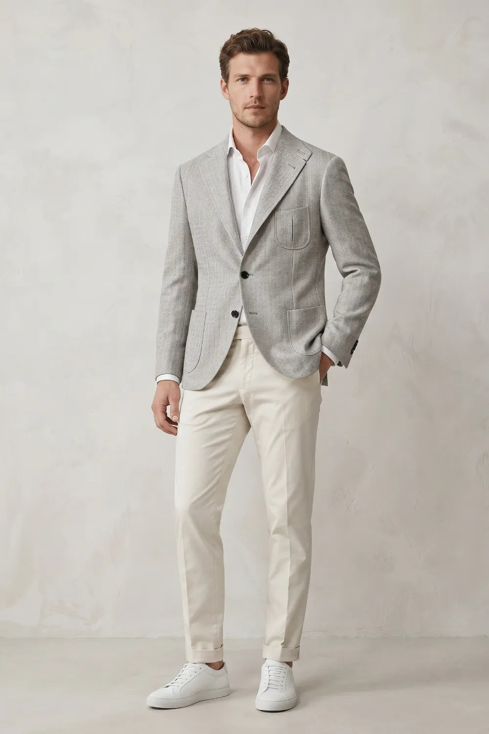 Men's Herringbone Smart Casual 2 Piece Suit