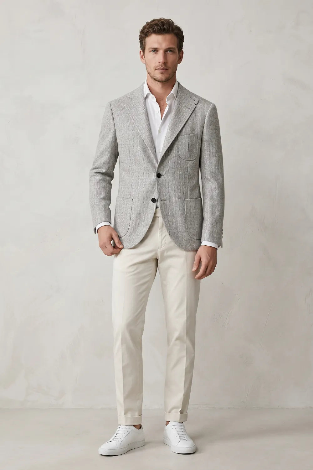Men's Herringbone Smart Casual 2 Piece Suit