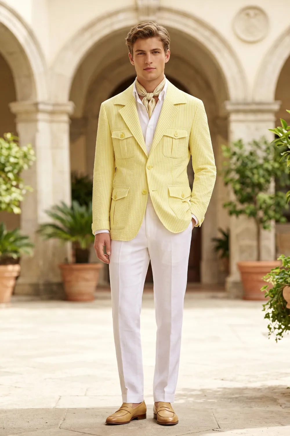 Men's Lightweight Seersucker 2 Piece Suit