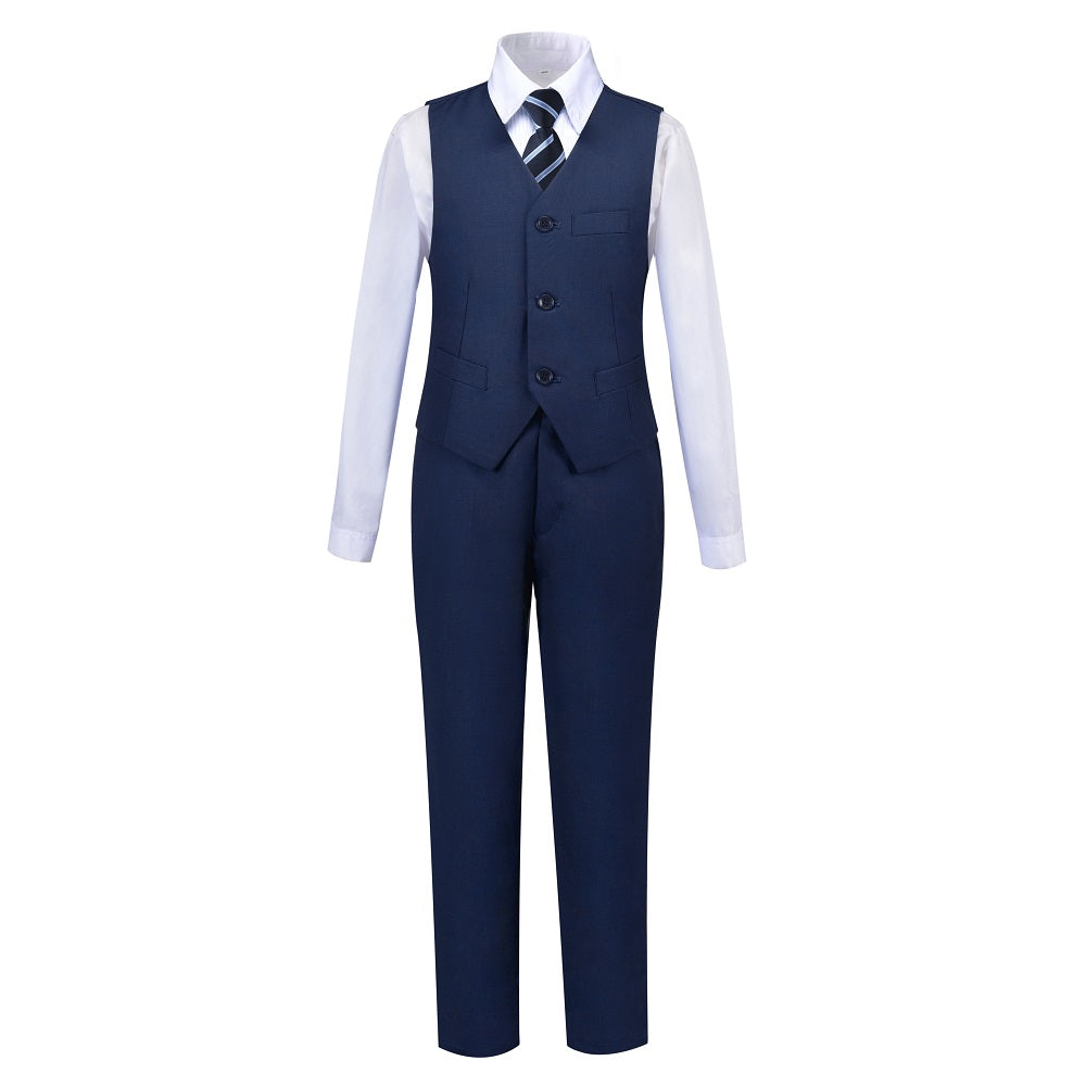 Boys 4 Piece Suit Set Shirt, Vest, Pants & Tie