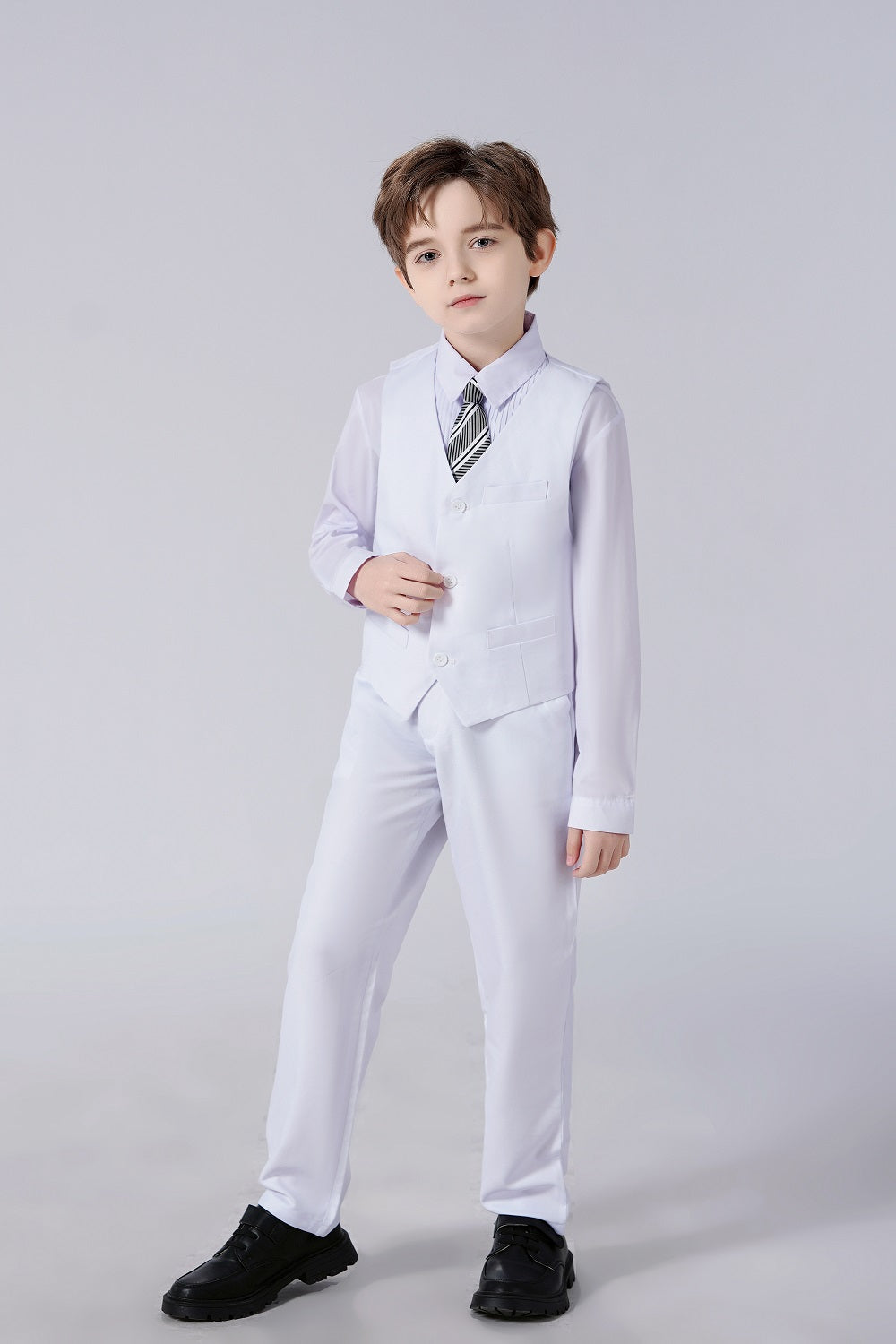 Boys 4 Piece Suit Set Shirt, Vest, Pants & Tie