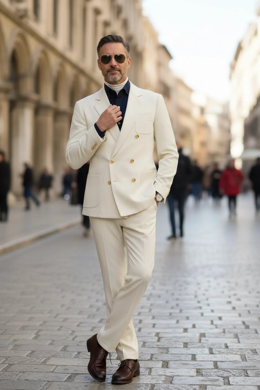 Men's Modern Double Breasted 2 Piece Suits