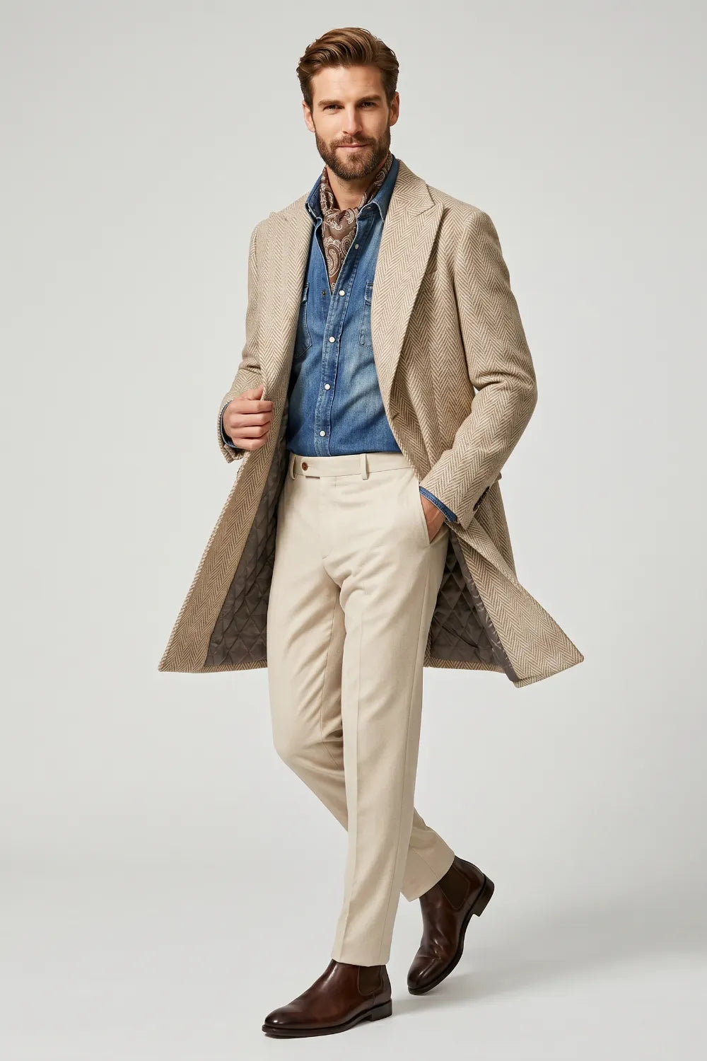 Men's Herringbone Tailored Overcoat