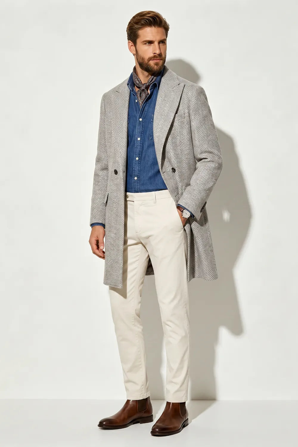 Men's Herringbone Tailored Overcoat