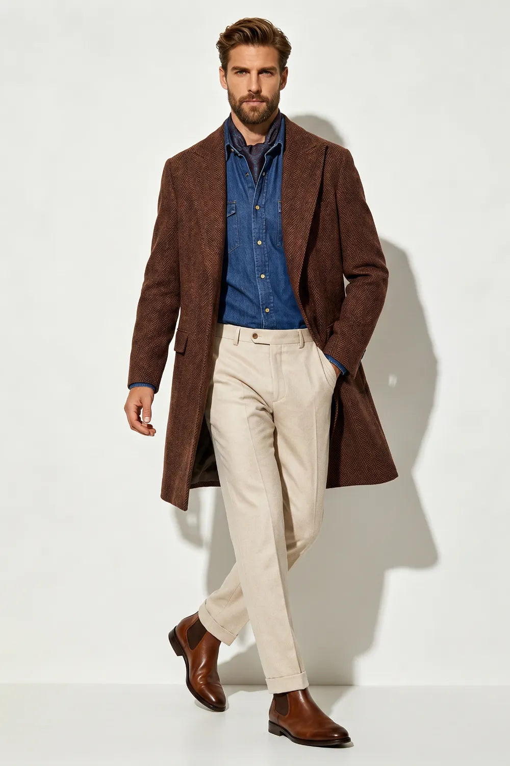 Men's Herringbone Tailored Overcoat