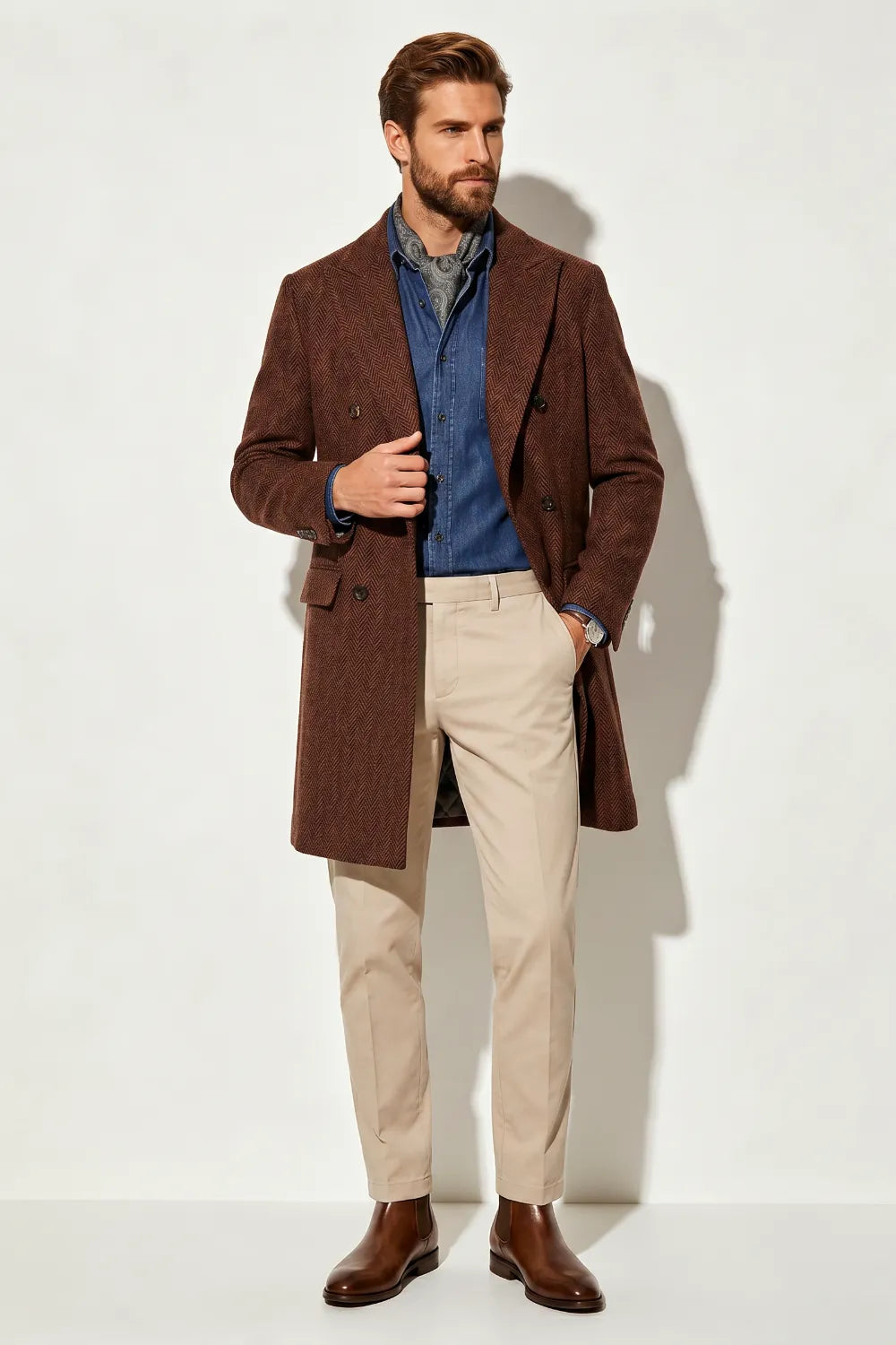 Men's Herringbone Tailored Overcoat