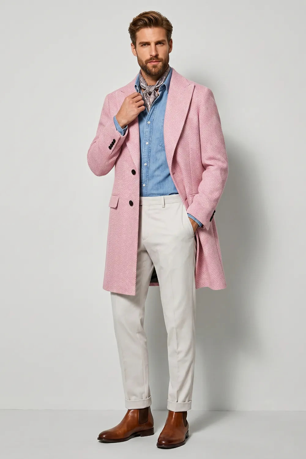Men's Herringbone Tailored Overcoat