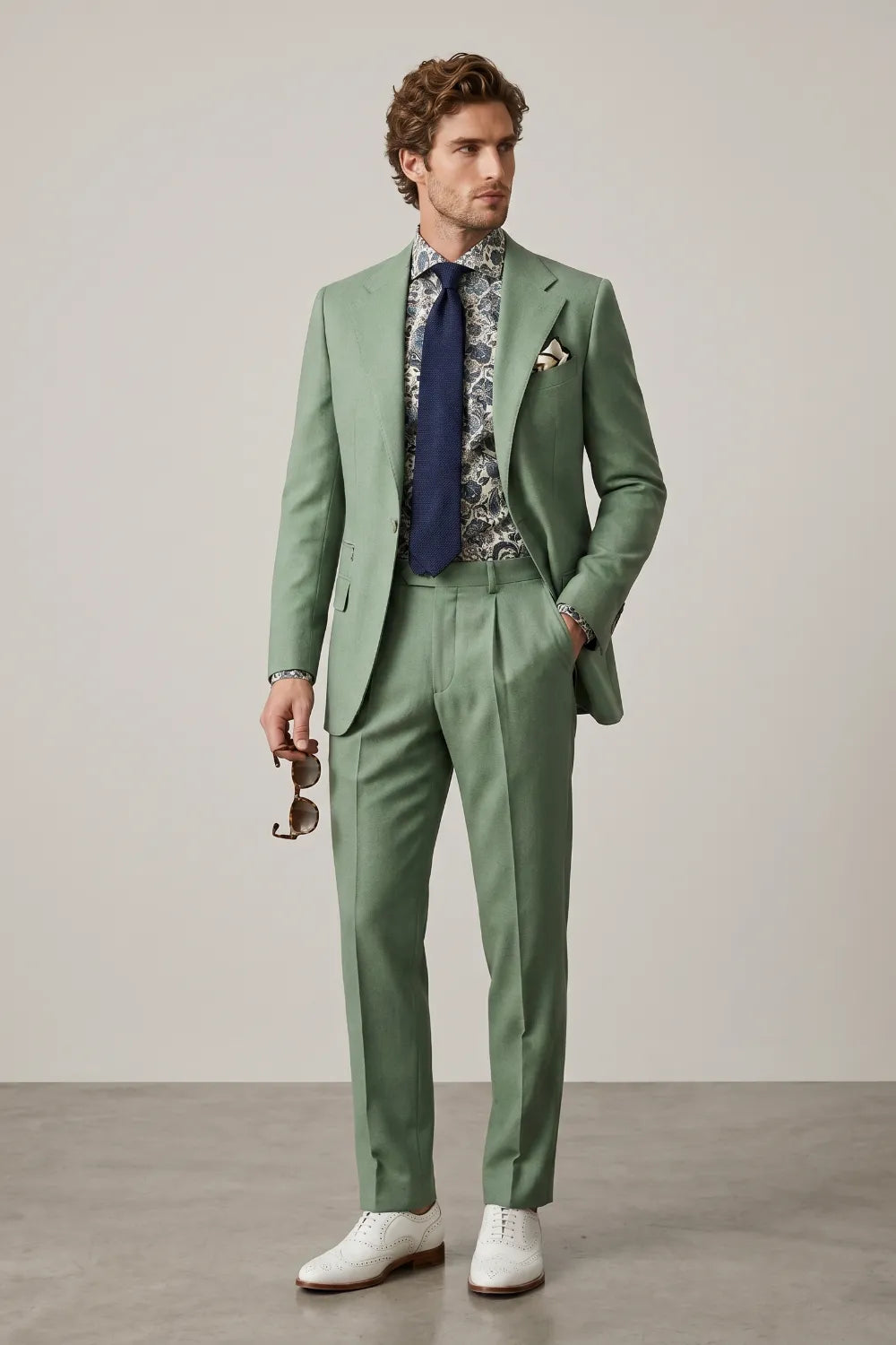 Men's Sage Green Slim Fit 2-Piece Suit