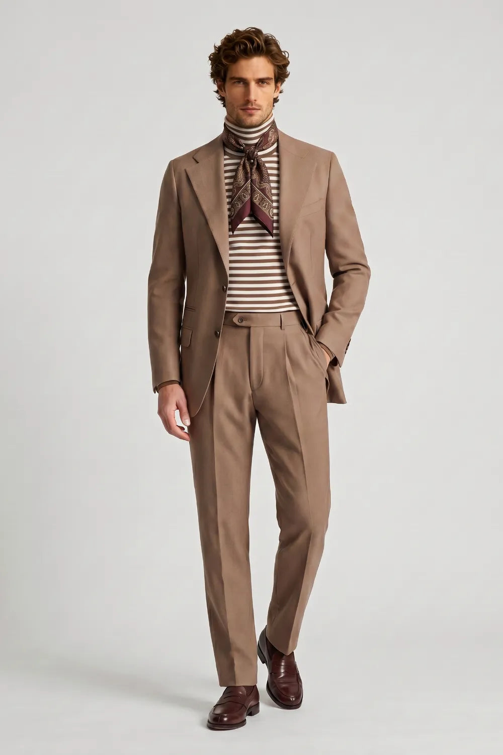 Men's Taupe Slim Fit 2-Piece Suit