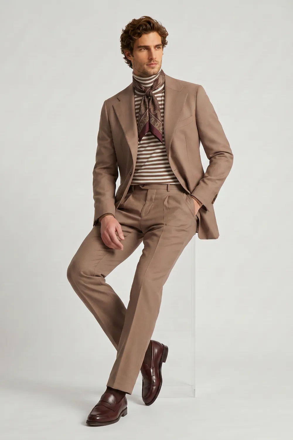 Men's Taupe Slim Fit 2-Piece Suit