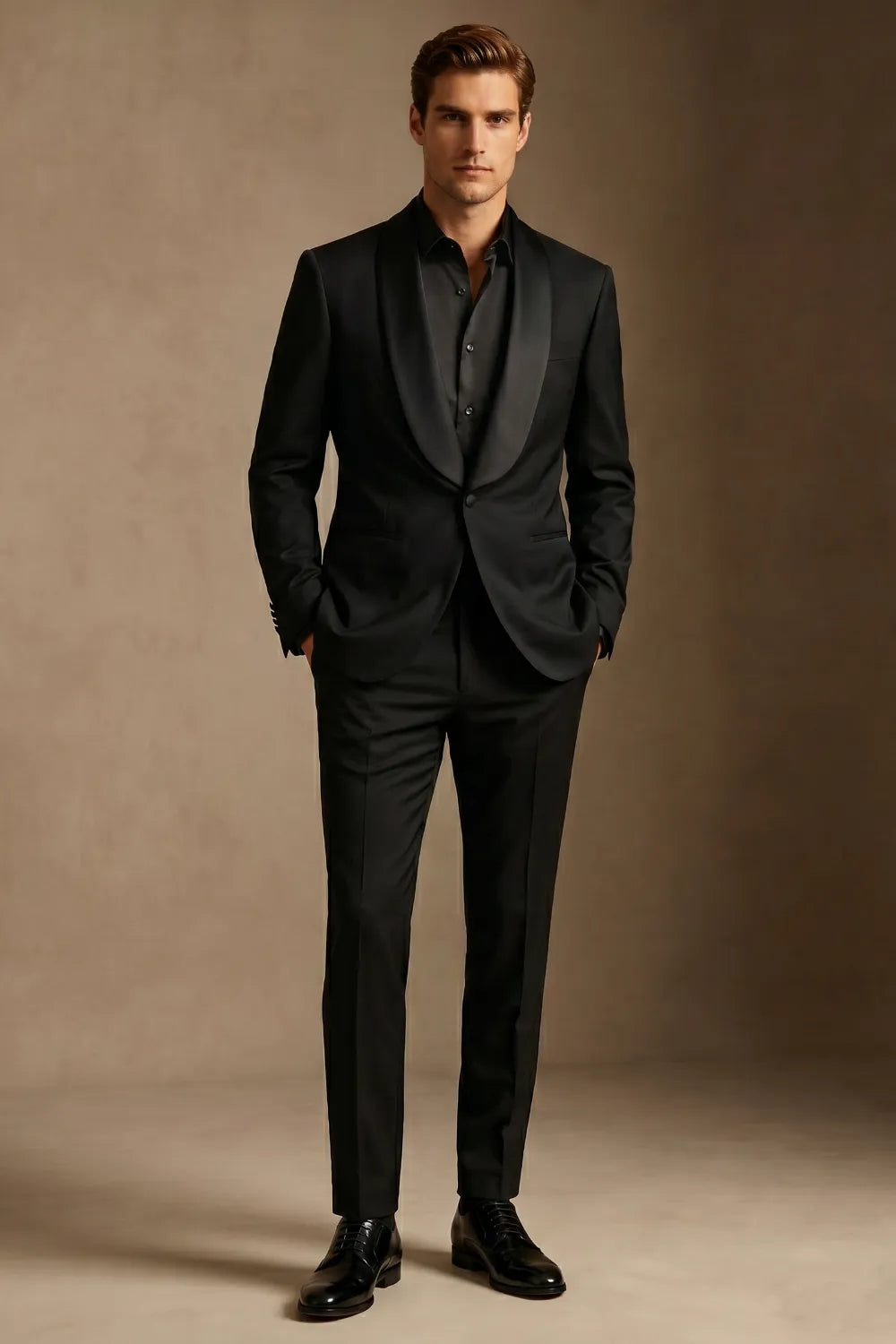 Men's Black Single Breasted Shawl Lapel Tuxedo