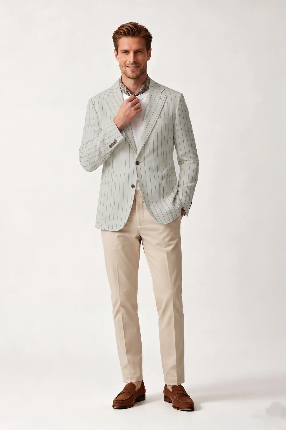ivory dress pants mens Men's Pinstripe Single Breasted 2 Piece Suit NPU-Jasutinn-202403 Experience comfort and style Wedtrend Women Pink Floral Size:1 / XS
