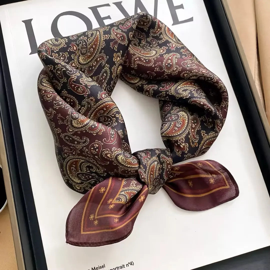 Vintage Pattern Silk Touch Neck Scarf