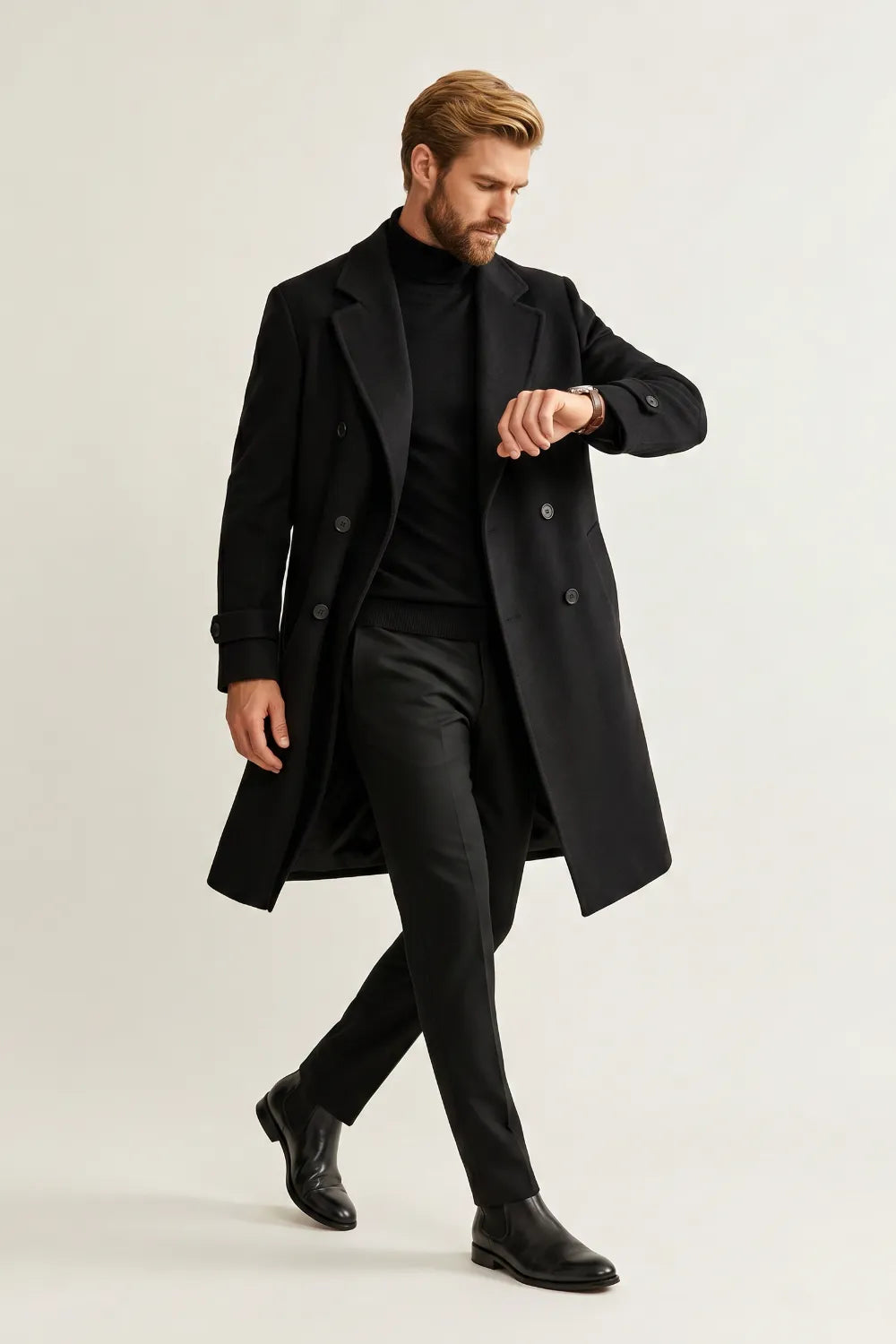 Men's Minimalist Black Winter Coat