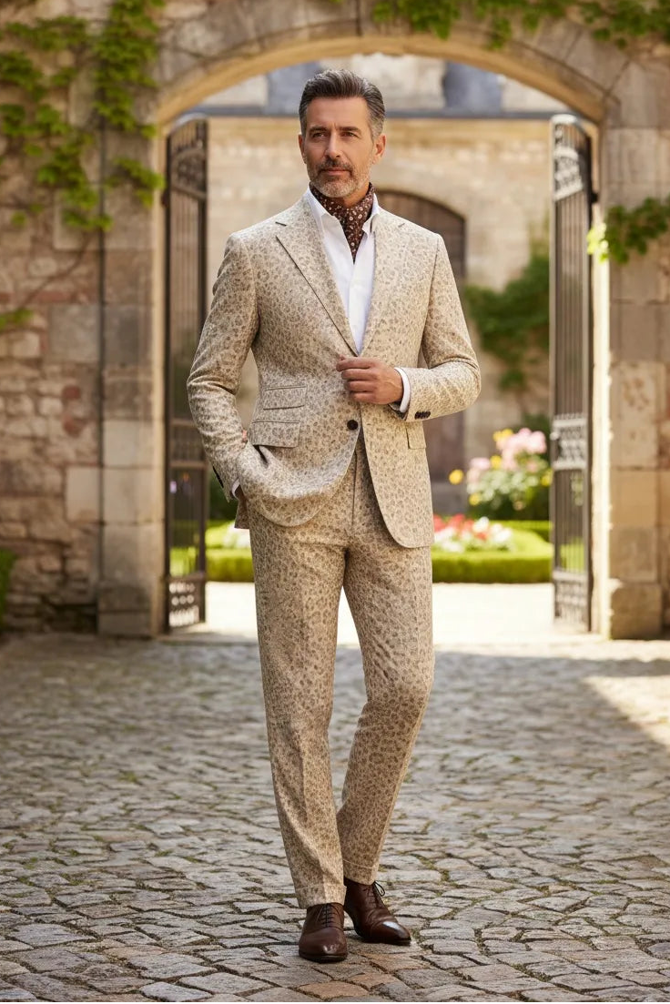 Men's Fashion Leopard Print 2 Piece Suit