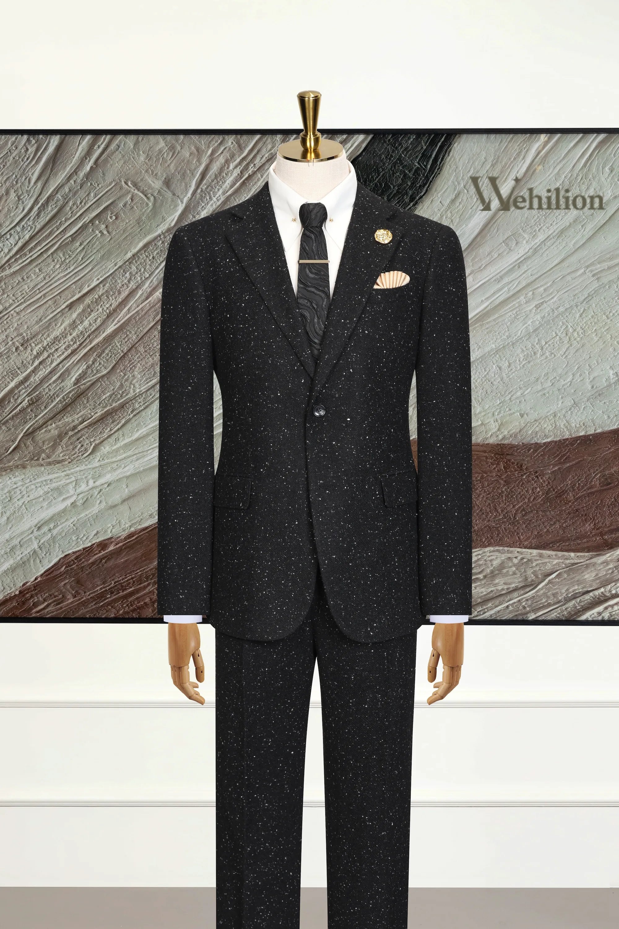 Men's Elegant Black Sparkle 3 Piece Suits