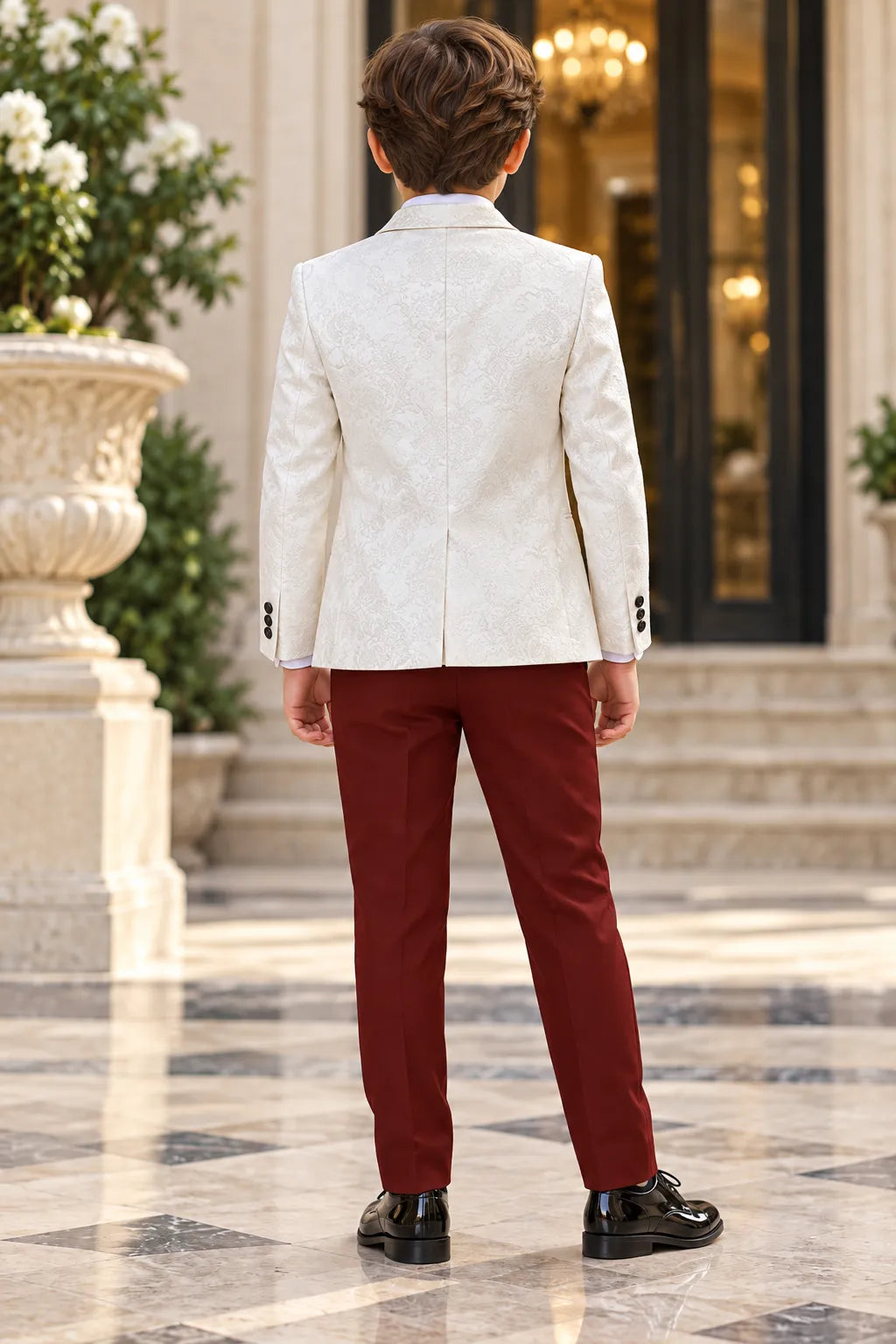 Boys Jacquard 3 Piece Tuxedo Suit