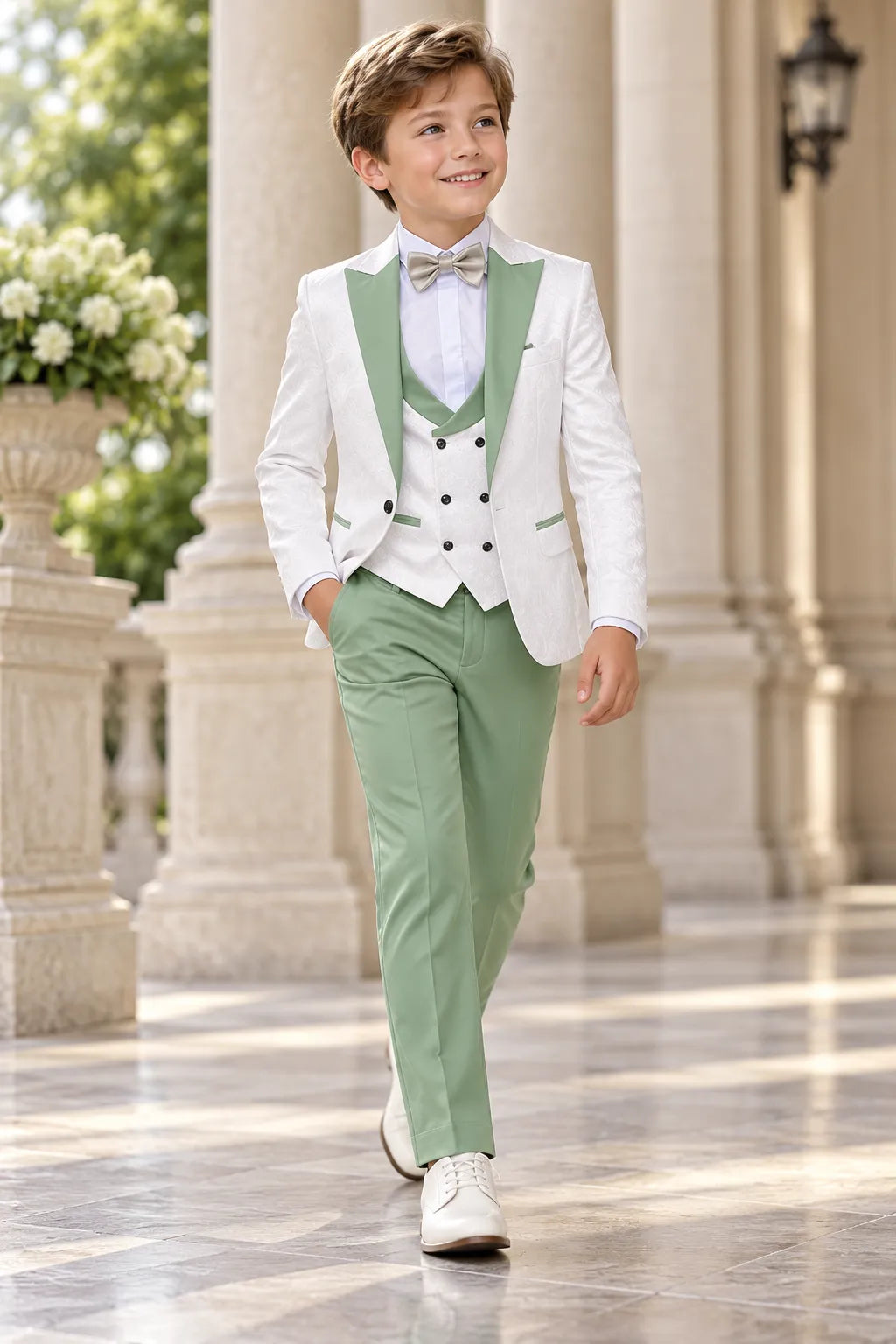 Boys Jacquard 3 Piece Tuxedo Suit