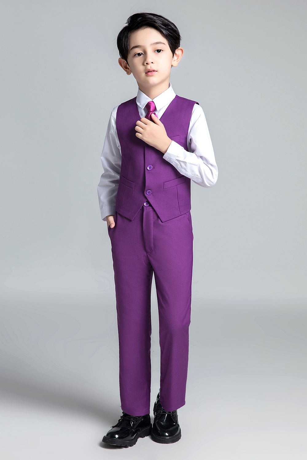 Boys Formal Classic 4 Piece Suits With Vest+Pants+Shirt+Tie