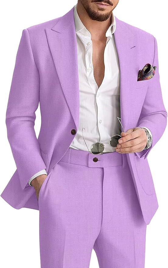Men's Casual Linen 2 Piece Suits - Fabric Upgrade