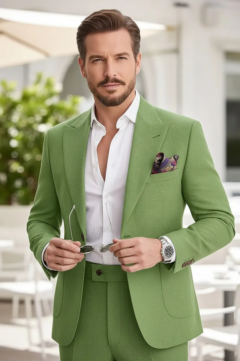 Abiti da uomo casual in lino due pezzi - Tessuto migliorato