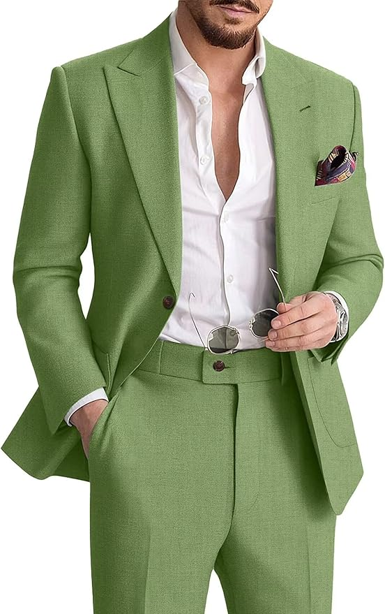 Men's Casual Linen 2 Piece Suits - Fabric Upgrade