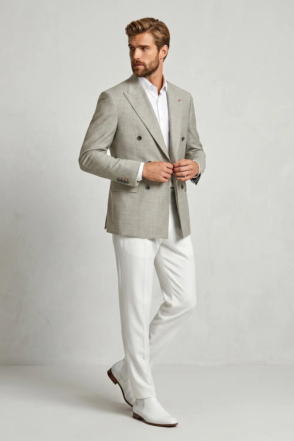 Men's Modern Double-Breasted 2 Piece Suit
