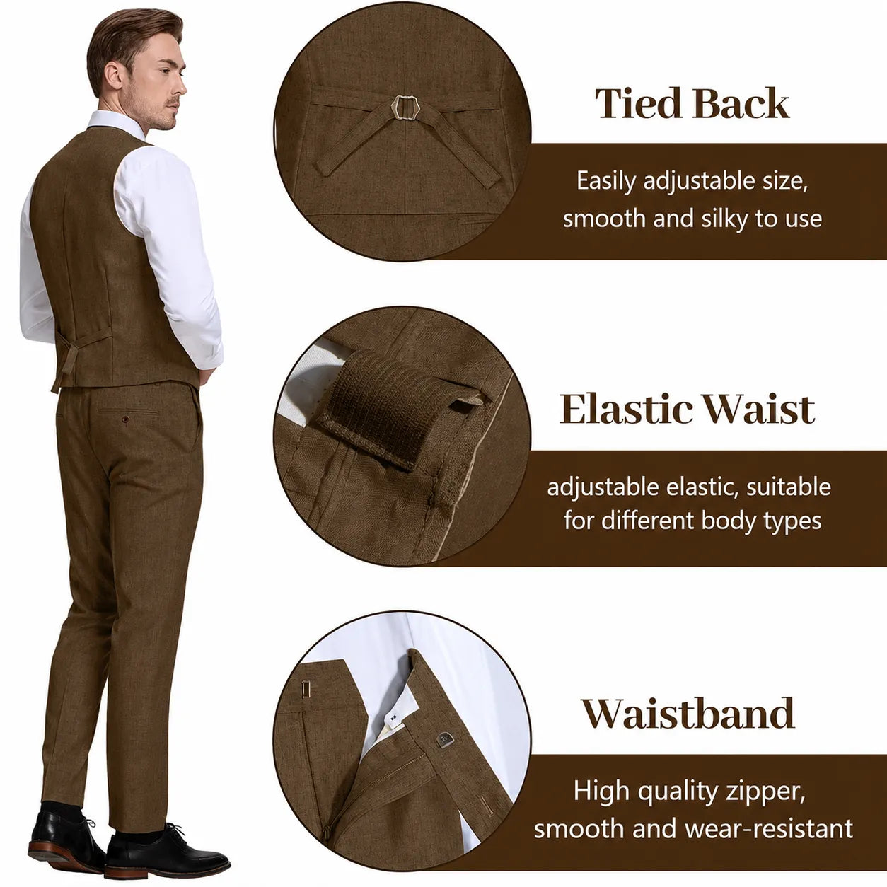Men's Lightweight Cotton-Linen 3 Piece Suit