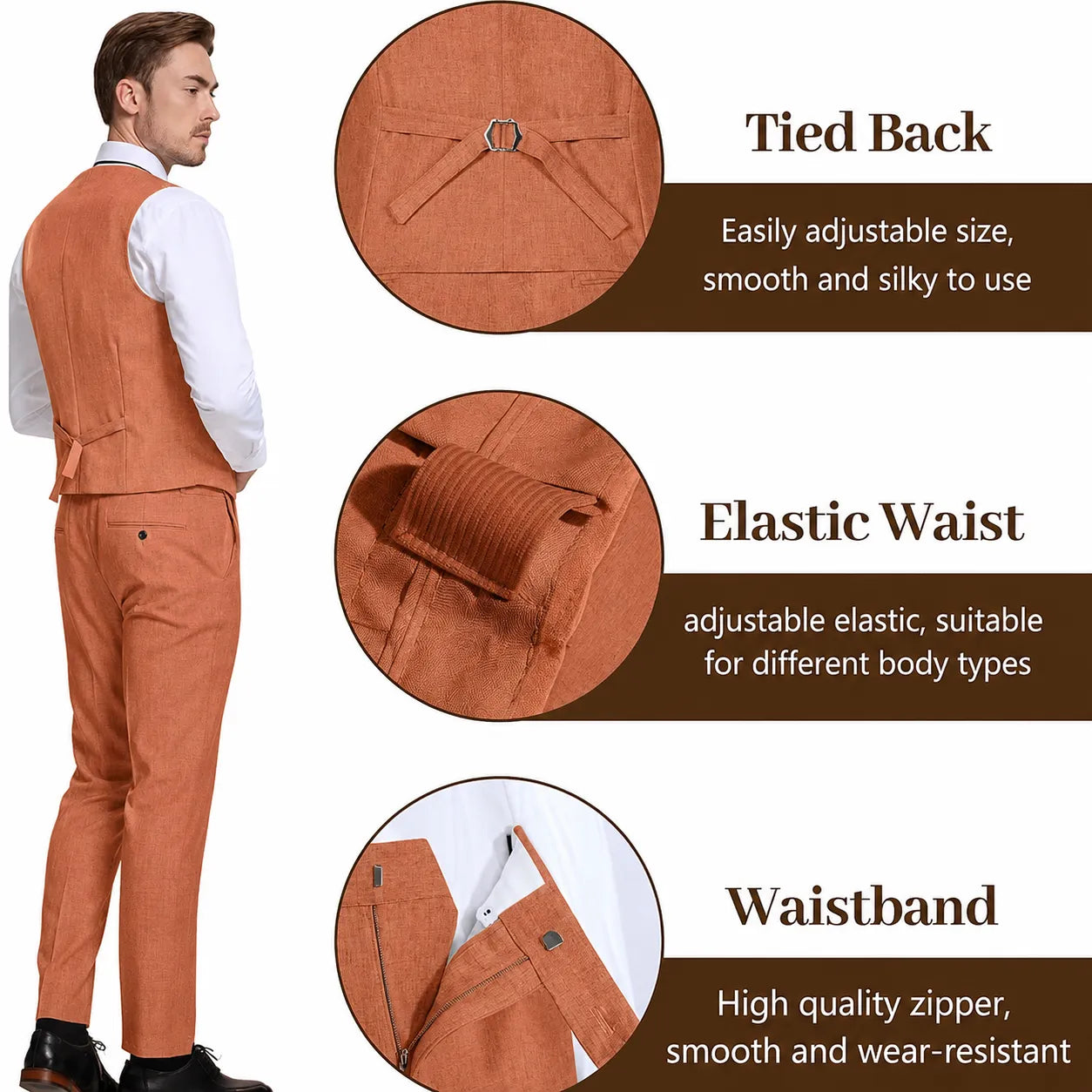 Men's Lightweight Cotton-Linen 3 Piece Suit