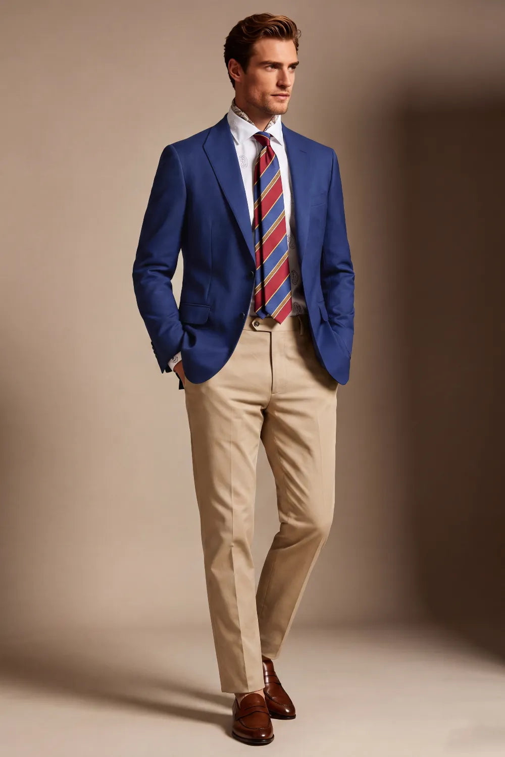 Men's Royal Blue Notch Lapel Tailored Fit 2 Piece Suit
