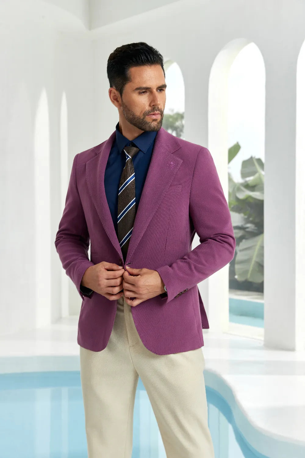 Men's Purple One Button Blazer