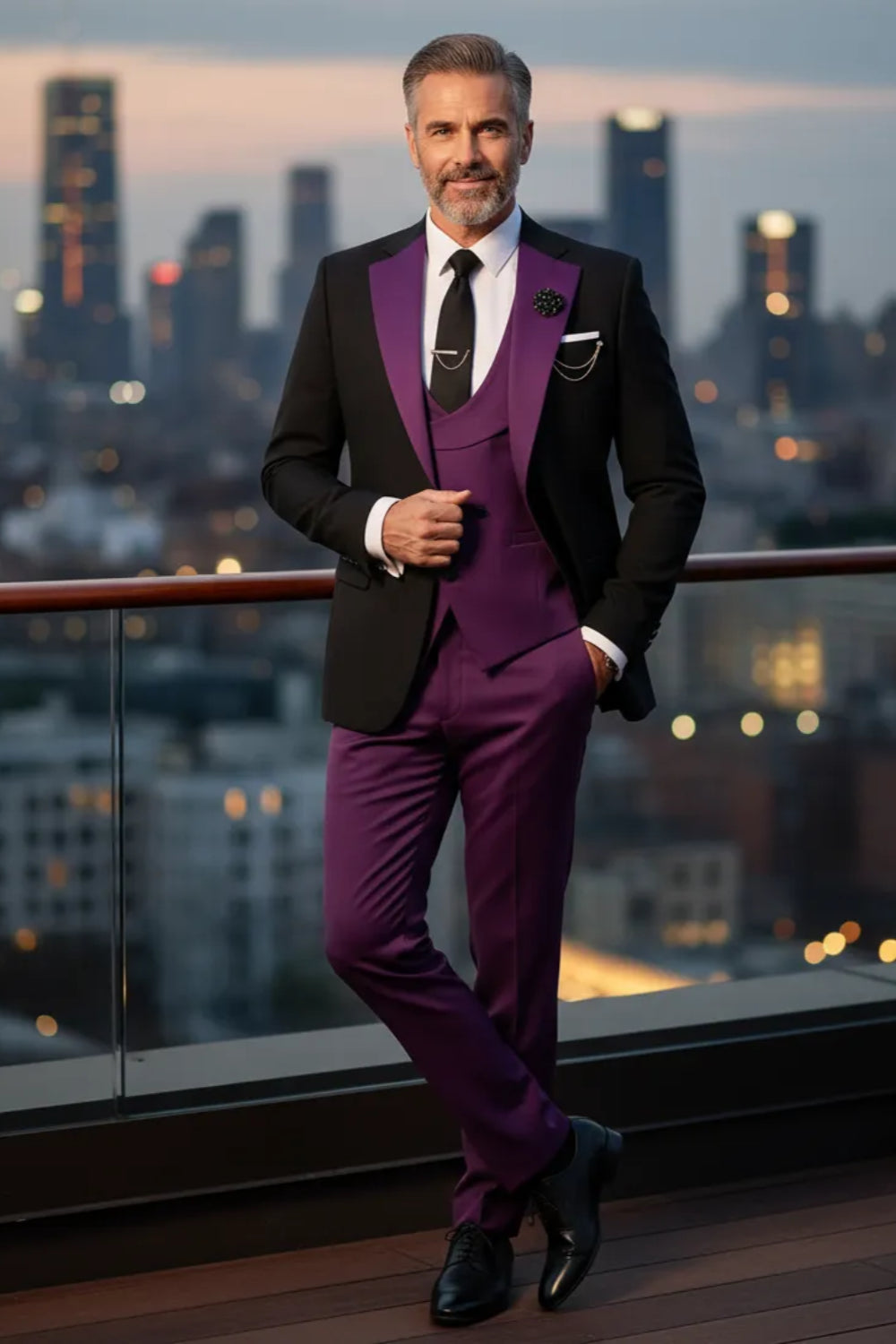 Men's Modern Luxe Peak Lapel 3 Piece Suit