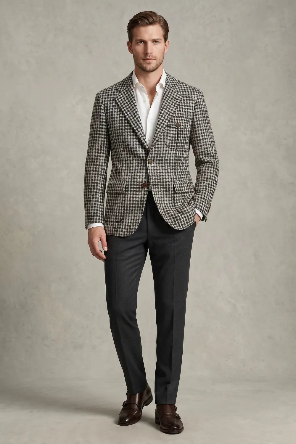 Men's Tailored Houndstooth 2 Piece Suit