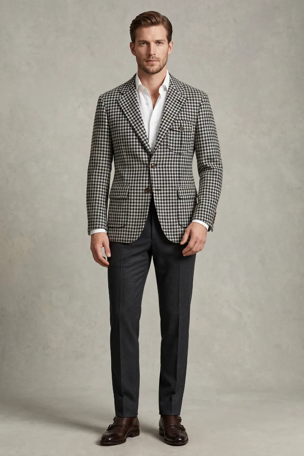 Men's Tailored Houndstooth 2 Piece Suit