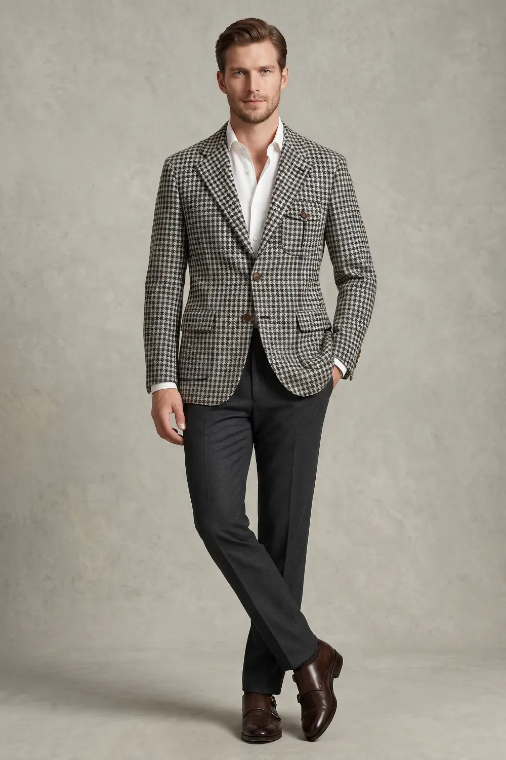 Men's Tailored Houndstooth 2 Piece Suit